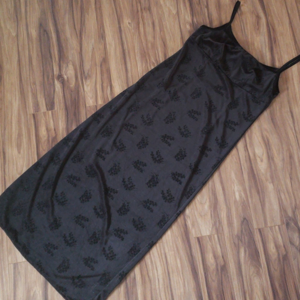American Eagle Outfitters Black Floral Velvet Maxi Slip Dress Aeo Nwt